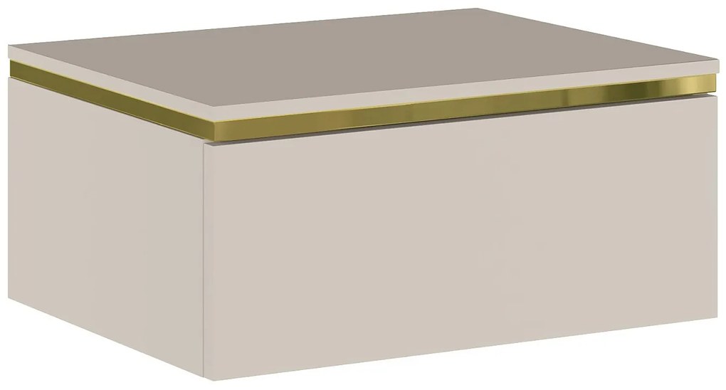 Zestaw 2 szafek nocnych wiszących z 1 szufladą - Beżowy i złoty - VUKIA marki Pascal Morabito