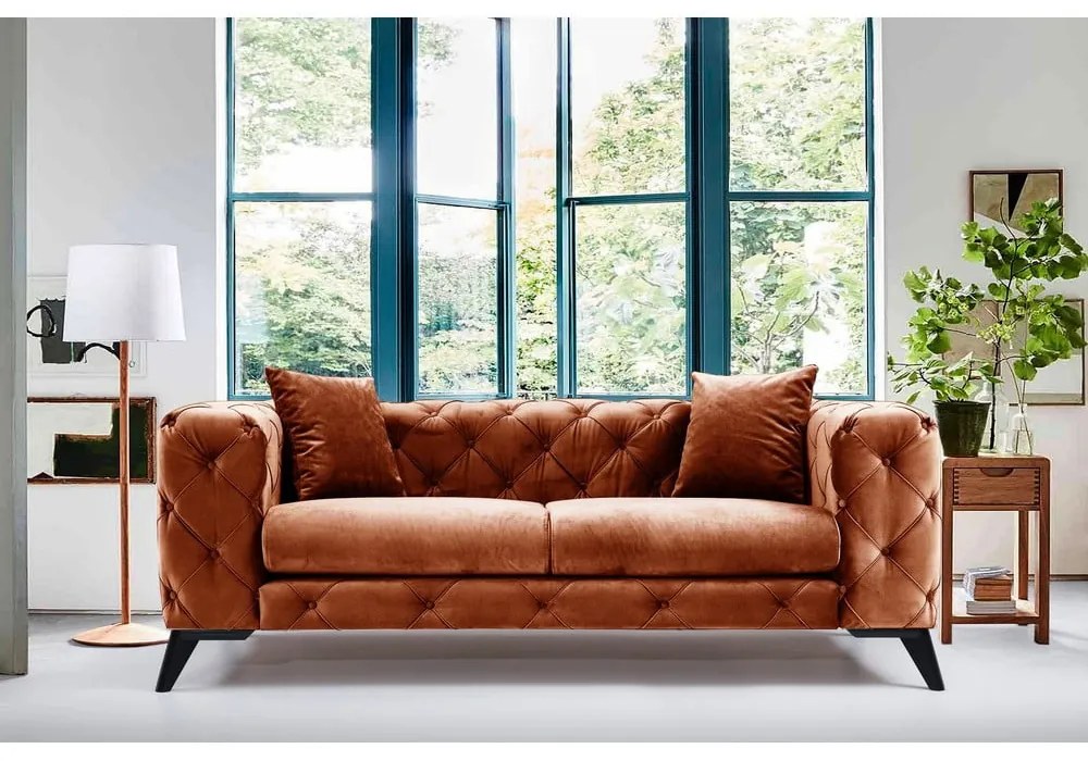 Pomarańczowa aksamitna sofa 197 cm Como – Artie