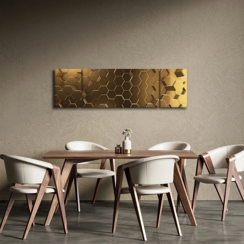 Obraz - Złote sześciokąty (170x50 cm)