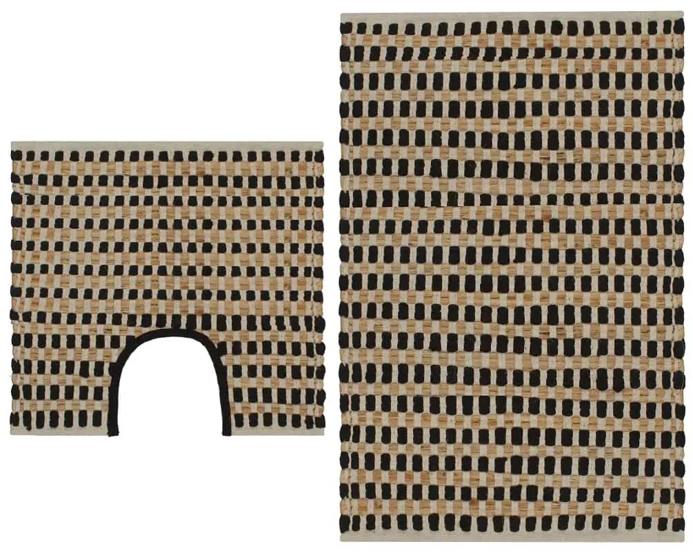 Zestaw czarnych dywaników do łazienki w stylu boho P9-F74