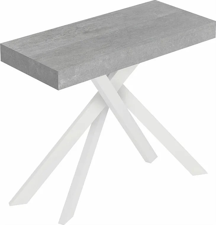 Saki Mały rozkładany stolik konsolowy 90x40/196 cm betonowe nogi białe