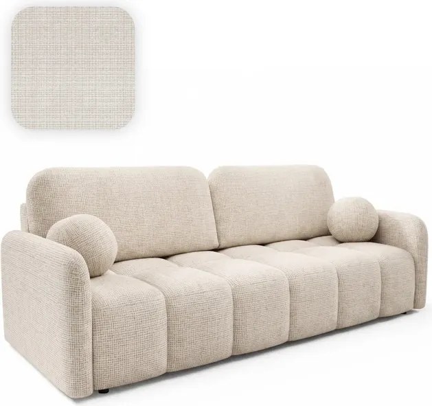 Sofa ZEN Rozkładana Dwuosobowa Beżowa Szenil Japandi