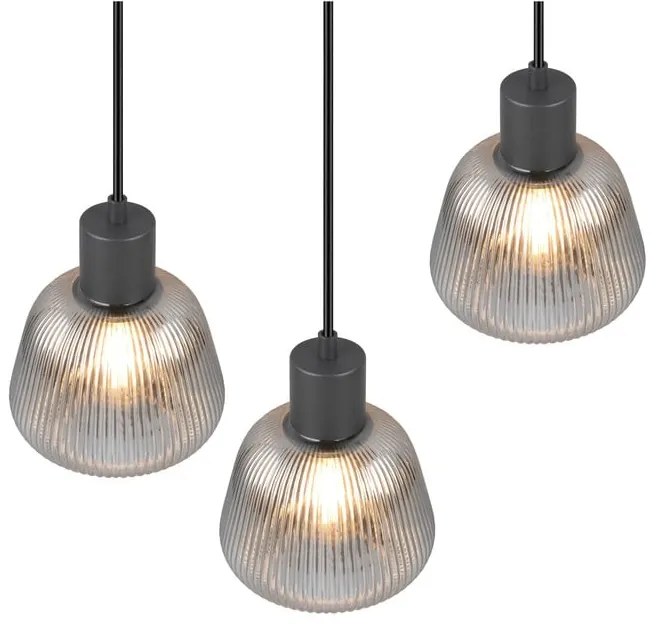Czarna lampa wisząca ze szklanym kloszem ø 37 cm Tarifa – Trio