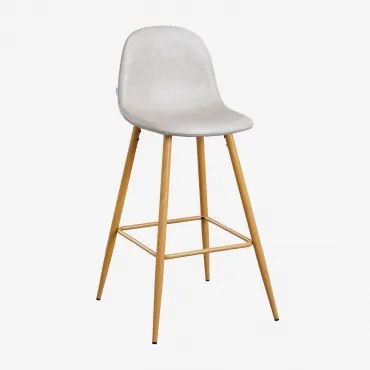 Zestaw 4 Wysokich Krzeseł Glamm Ze Sztucznej Skóry Iron & ↑75 Cm & Drewno Naturalne - Sklum
