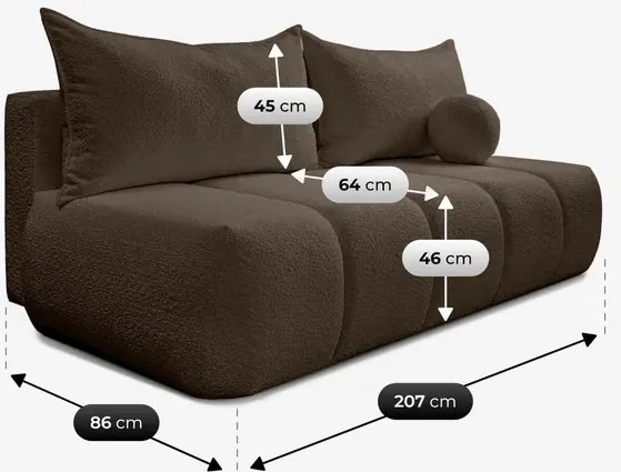 Sofa z Funkcją Spania SARIA Mocca Boucle Nowoczesna