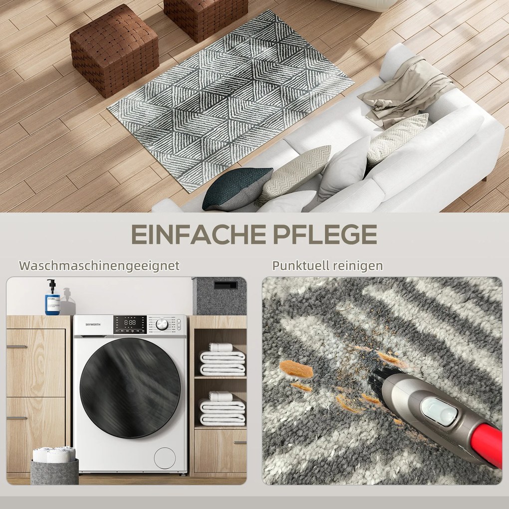 HOMCOM Nowoczesny Dywan do Salonu, Pralny, 150 x 80 cm, Ciemnoszary