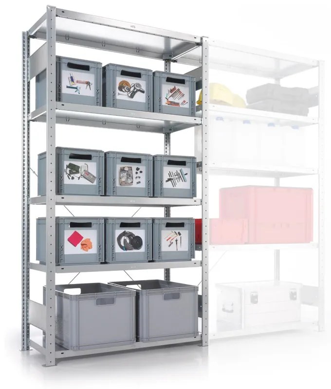 Regał półkowy CLIP, 230 kg, 2500x1000x600 mm, podstawowy