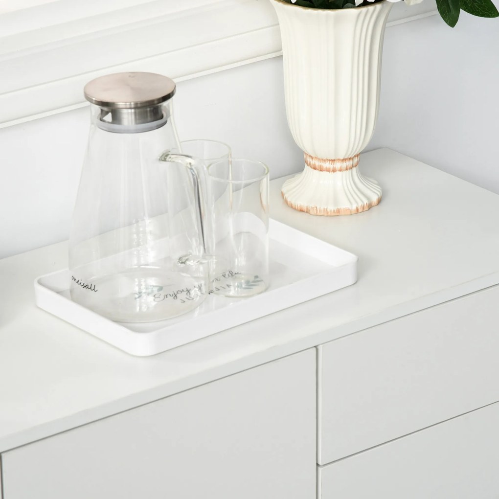 HOMCOM Szafka boczna z szufladami i drzwiami, komoda na dokumenty, szafa wielofunkcyjna, kolor biały, 117 x 36 x 74 cm