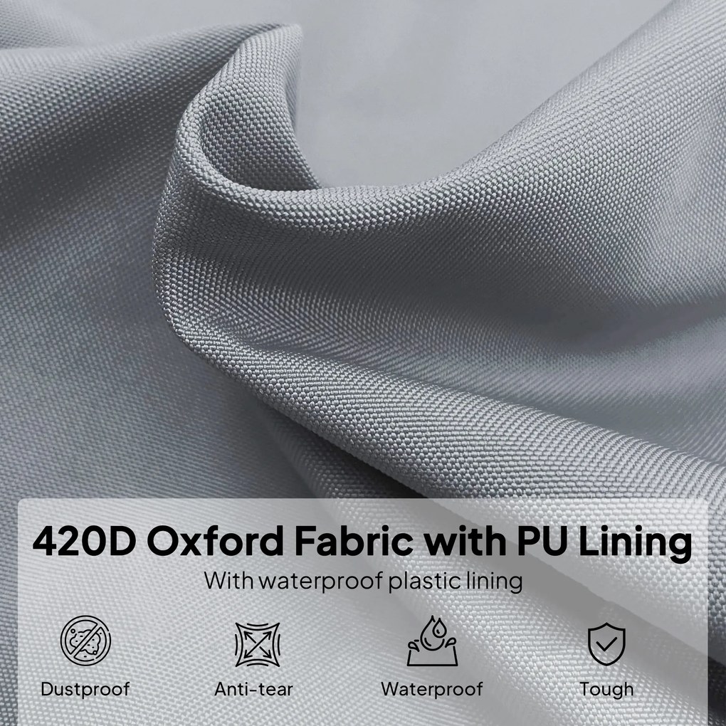 Outsunny Pokrowiec na Parasol Ogrodowy Szary z Poliestru Oxford Odporny na Warunki Atmosferyczne z Zamkiem Błyskawicznym | Aosom PL