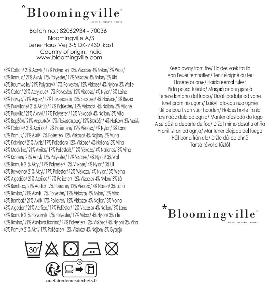 Brązowy koc z bawełny z recyklingu 130x160 cm Lane – Bloomingville