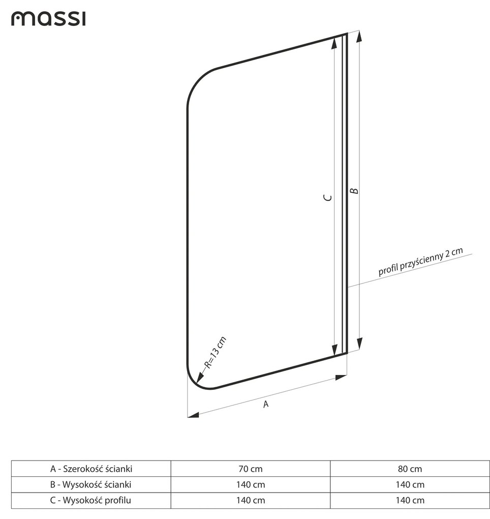 Parawan nawannowy prostokątny MOLIS Round Green szkło zielone | Różne rozmiary : Kolor profili kabiny - Miedz szczotkowana, Rozmiar - 80x140 cm