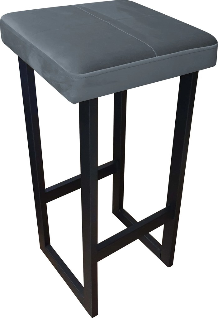 Hoker ALEX krzesło barowe tkanina Welur podstawa metalowa : Kolor Stelaża - Czarny , Kolor tkaniny - VELVET - BL14, Wysokość - 75 cm