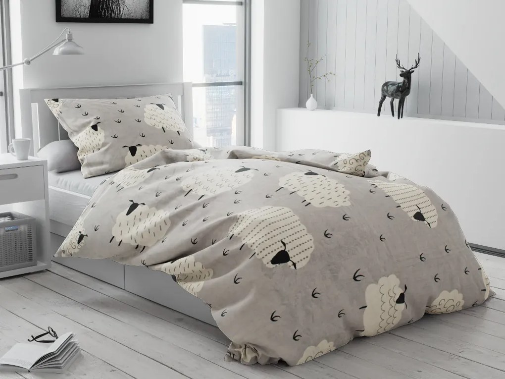 PrzytulneMieszkanie.pl PrzytulneMieszkanie.pl Pościel z mikropluszu SHEEP szara