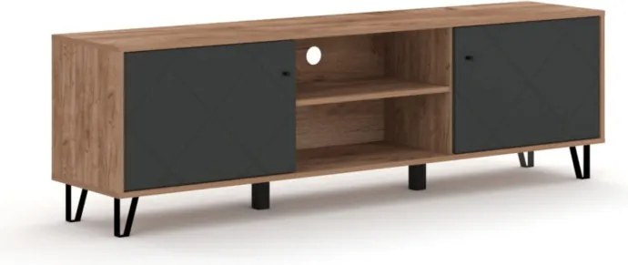 Szafka RTV Dwudrzwiowa BACARDI 183 cm Dąb Craft Tobacco/Grafit Nowoczesna