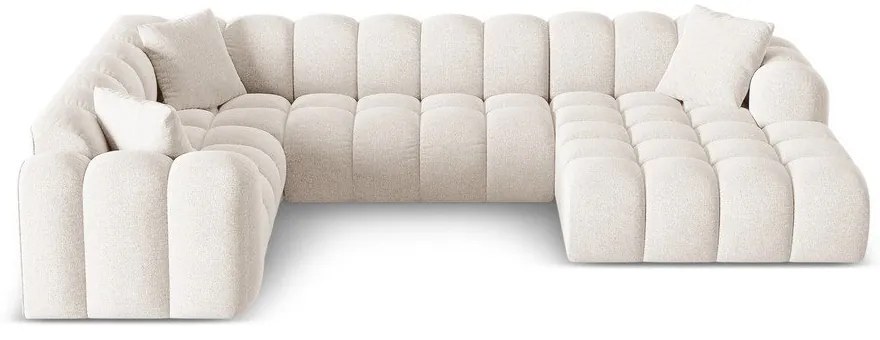 Kremowy narożnik z tkaniny szenilowej (lewostronny/w kształcie litery U) Treno – Cosmopolitan Design
