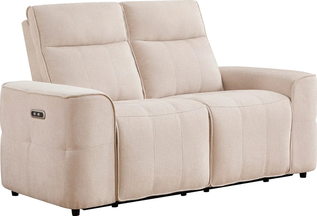 Kanapa 2-osobowaz elektryczną funkcją relaksu  z beżowej tkaniny szenilowej SCAMOCO