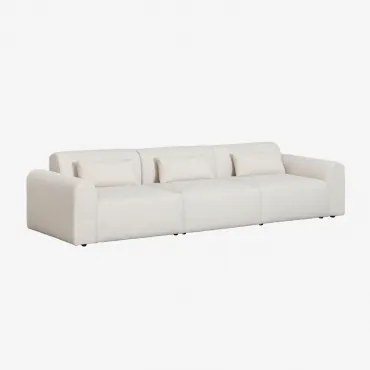 Sofa Modułowy 3-częściowy Z Materiału Typu Baranek Borjan Chenille Biały - Sklum