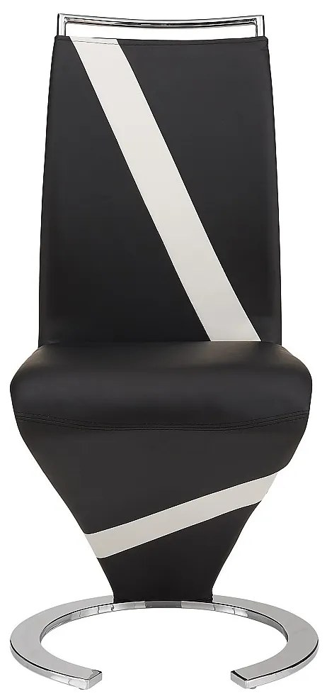 Komplet 2 krzeseł TWIZY - Materiał skóropodobny czarny + biały