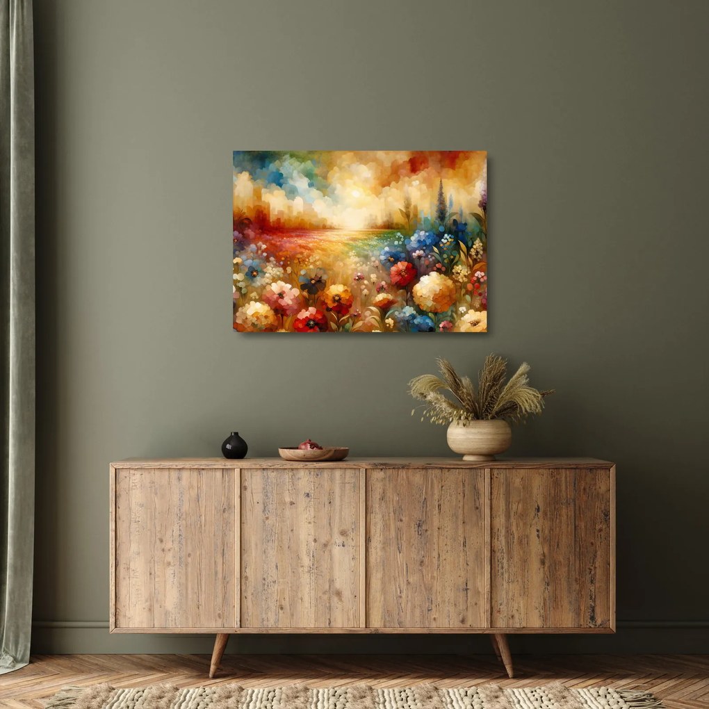 Obraz na szkle - Kolorowa łąka (70x50 cm)