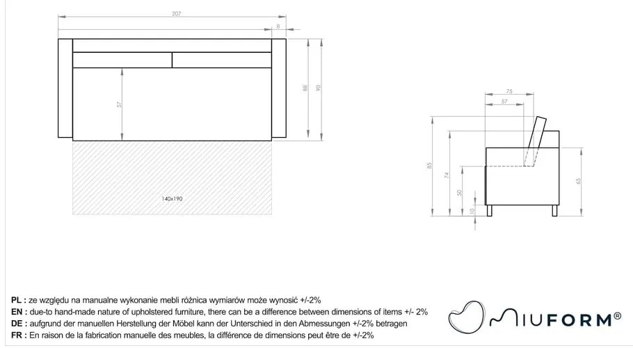 Beżowa rozkładana sofa 207 cm Simon – Miuform