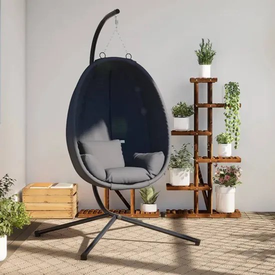 Antracytowy fotel wiszący kokon S5-D65