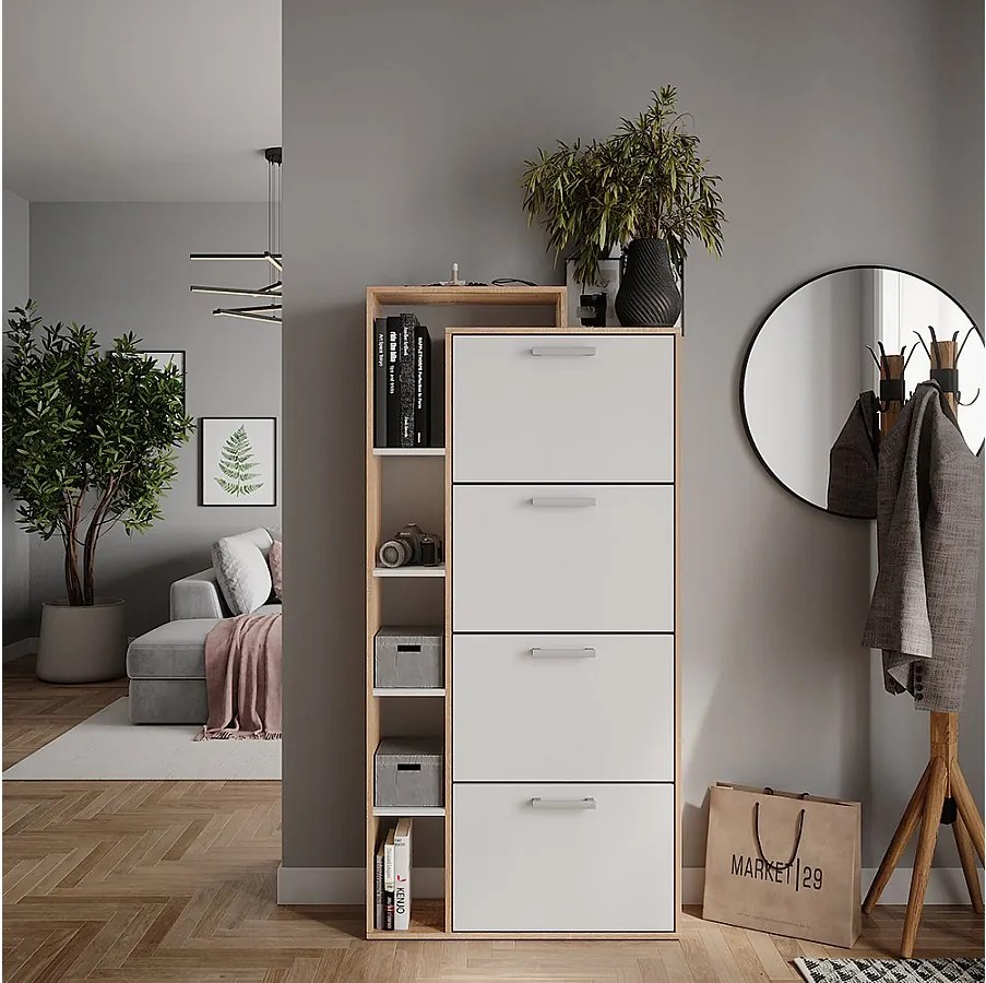 Wywrotka do butów biały/sonoma 80x24.2x166.1 orlando