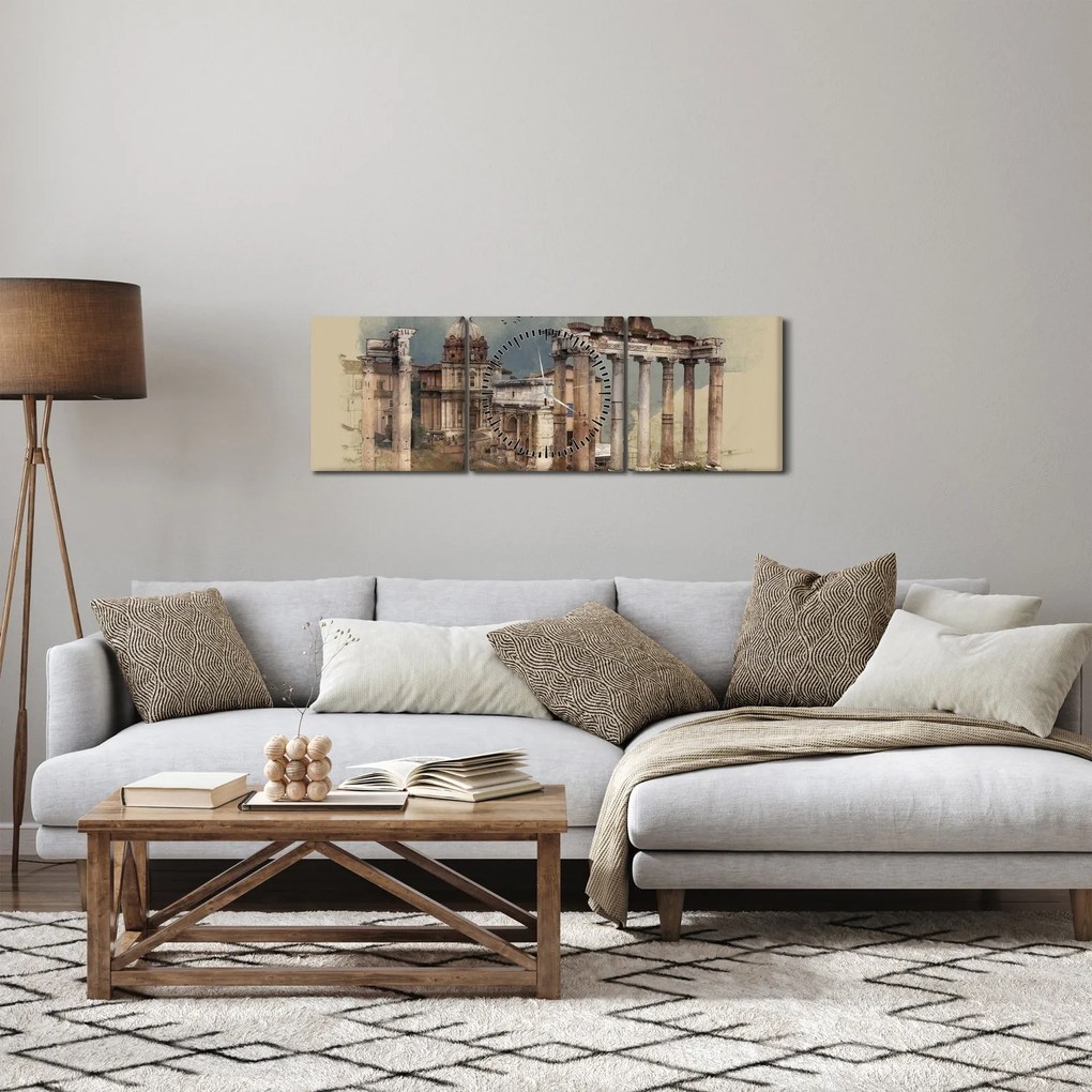 Obraz - Forum Romanum, Rzym, Włochy (z zegarem) (90x30 cm)