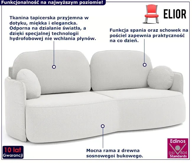 Elegancka jasnoszara kanapa z funkcją spania - Mesa 4X