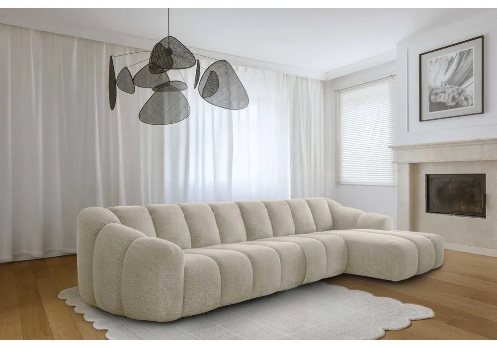 Beżowy narożnik (prawostronny/z szezlongiem) Shell – Miuform