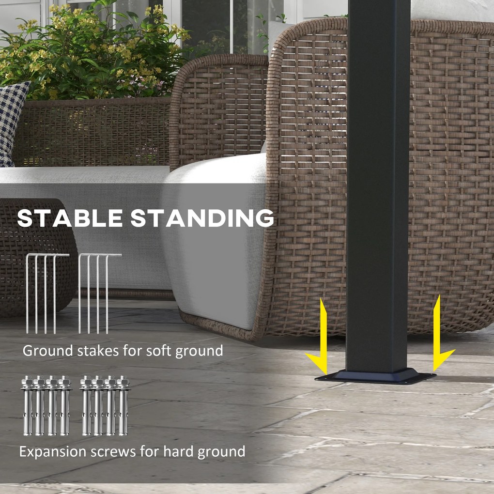 Outsunny Markiza na pergolę, odporna na warunki pogodowe, zestaw montażowy w komplecie, 3 x 3,5 m, Ciemnoszary