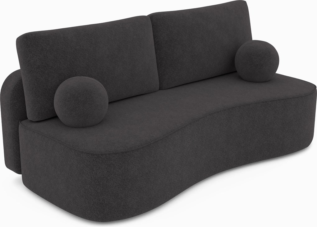 Masseno Sofa ROTONDO z funkcją spania i pojemnikiem na pościel, Rozkładana sofa - Grafitowy, ANTHOLOGY 18