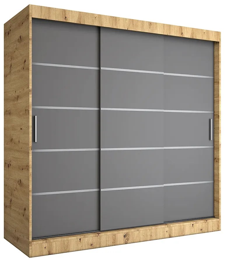 Szafa przesuwna dąb artisan + antracyt 200 cm - Bohosa 6X