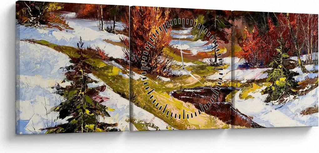 Obraz - Nadejście wiosny (z zegarem) (90x30 cm)