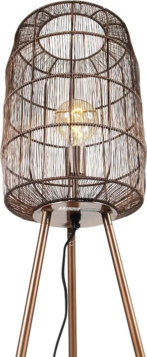 Nowoczesna lampa podłogowa trójnóg miedziana - Redo