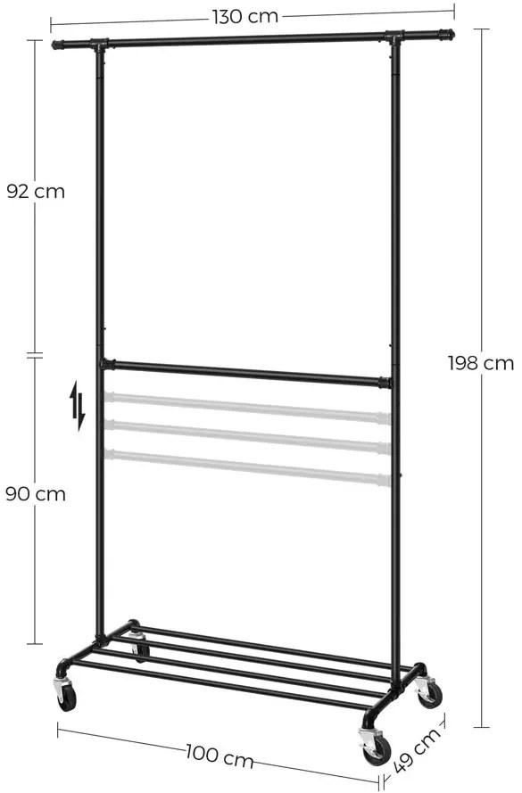 Mobilny czarny na ubrania stojak B8-C48