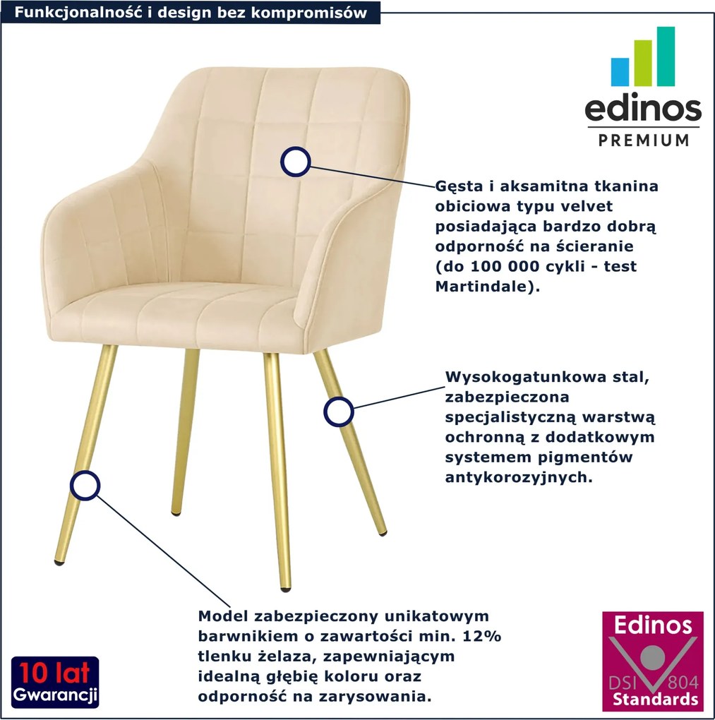 Zestaw 2 beżowych krzeseł pikowanych glamour C5-G26