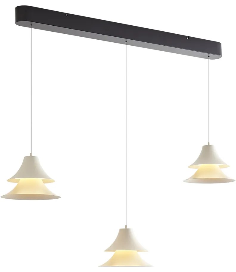 Lampa wisząca czarna z beżowym, z LED, 3-stopniowa regulacja ściemniania, 3-źródła światła Easylift - Witch