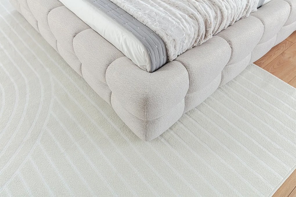 Łóżko sypialniane Magnelio Prestige 160x200 - beżowa tkanina łatwoczyszcząca Leo 03