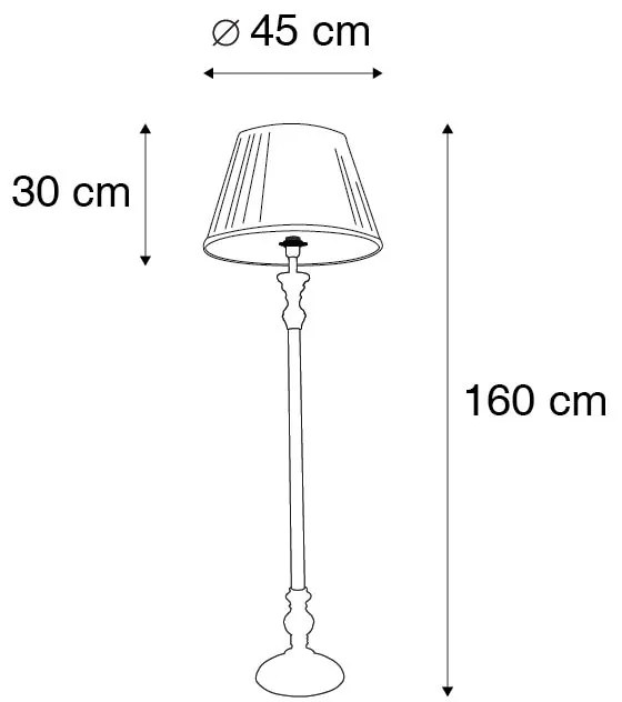 Klasyczna lampa podłogowa szara klosz plisowany kremowy 45cm - Classico Retro Oswietlenie wewnetrzne