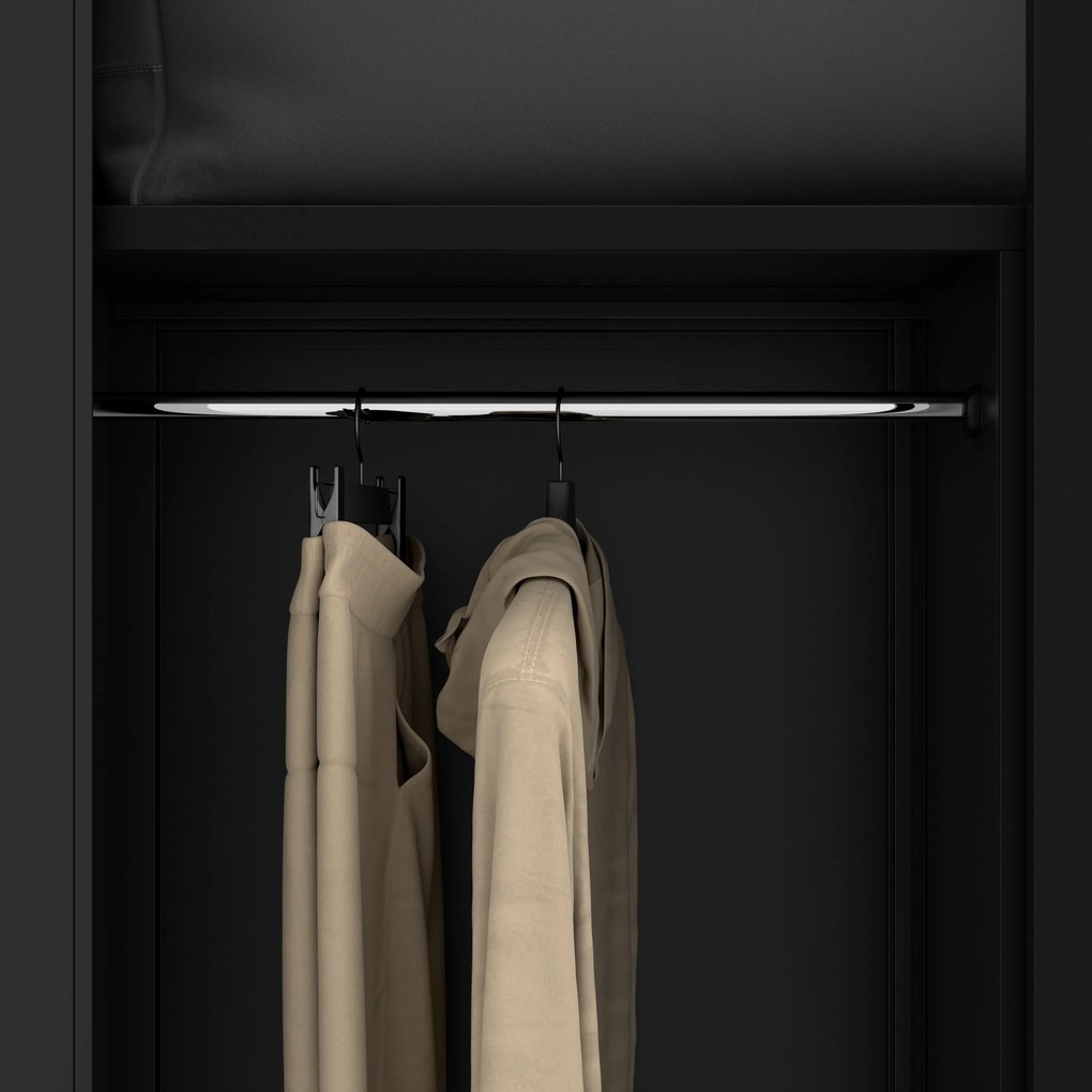 Szafa metalowa wielofunkcyjna z drążkiem czarna, 900x1850x450 mm: DAWID All Black