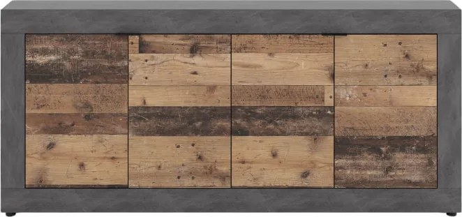 Komoda Czterodrzwiowa BLAGO 180 cm Ciemny Dąb/Czarny Loft