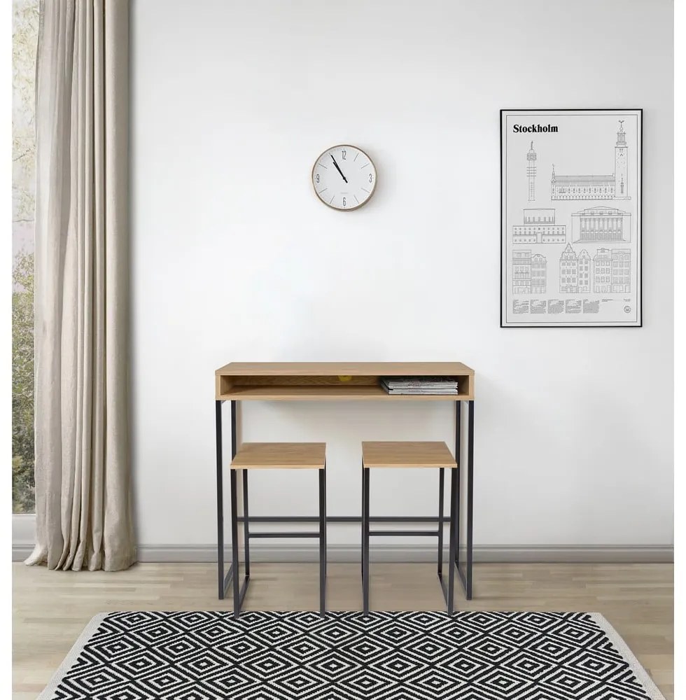 Biurko z blatem w dekorze dębu 35x100 cm Frame – Woodman