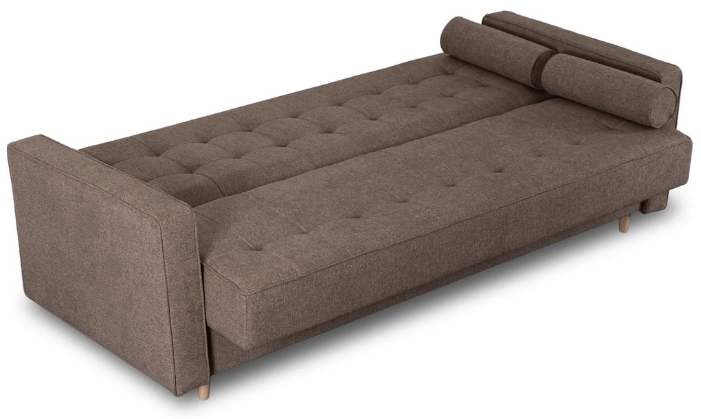 Sofa z Funkcją Spania MALTA Wersalka Rozkładana Dwuosobowa Brązowa Nowoczesna do Salonu