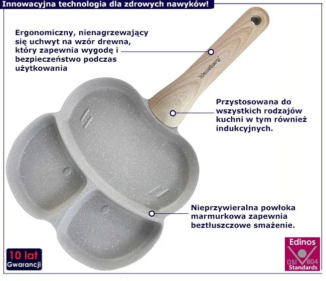 Szara patelnia z 3 sekcjami do smażenia jajek G4-Z73