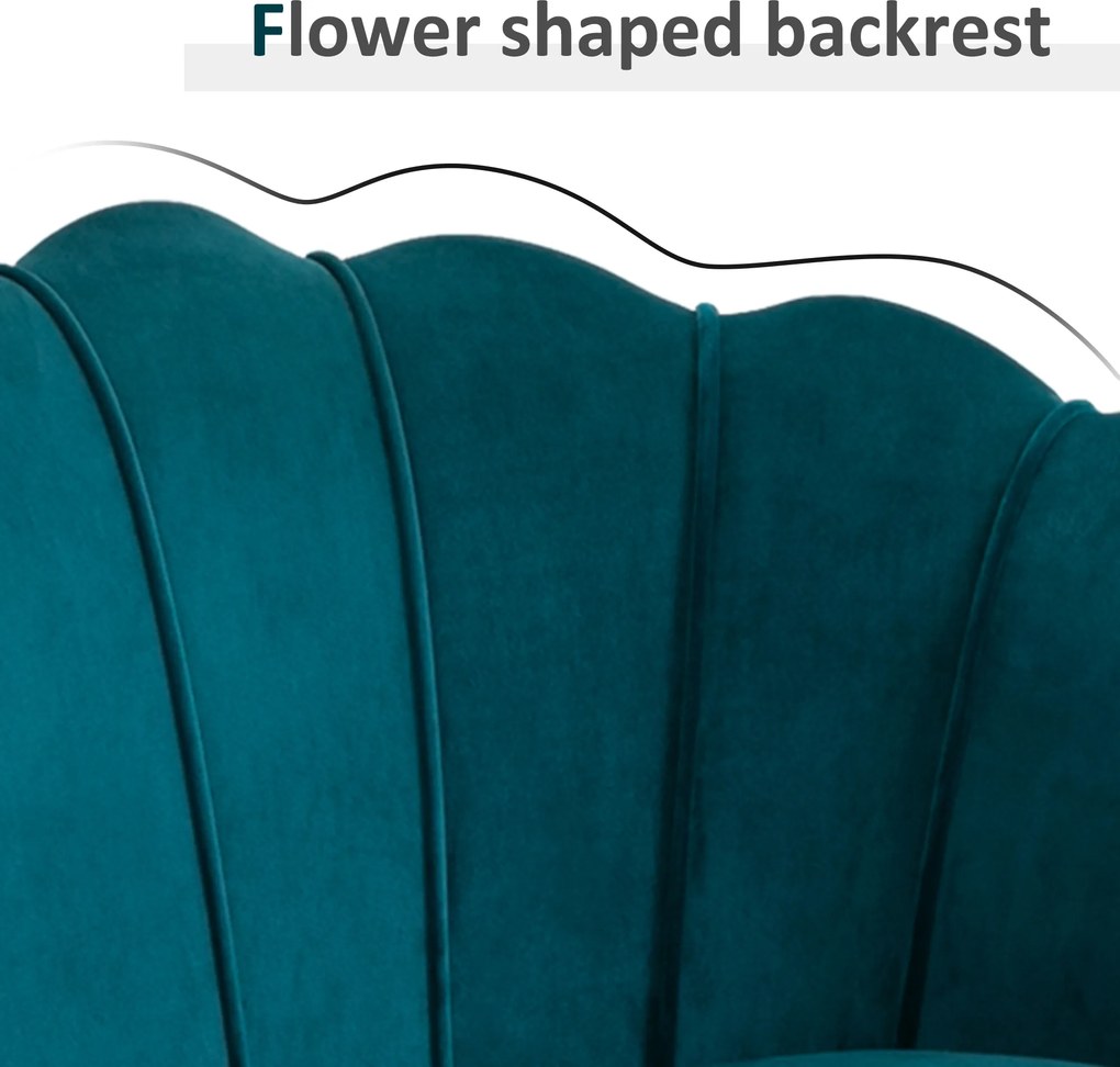 HOMCOM Sofa Dla 2 Osób, Kanapa, Sofa Tapicerowana, Wygląd Aksamitu, Sofa Podwójna, do 150 kg, 130 x 77 x 77 cm, Ciemnozielona