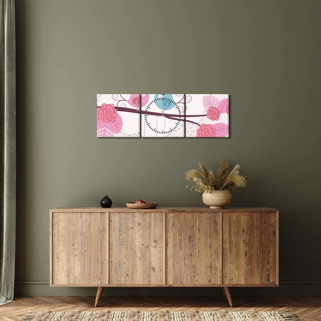Obraz - Czas miłości (z zegarem) (90x30 cm)