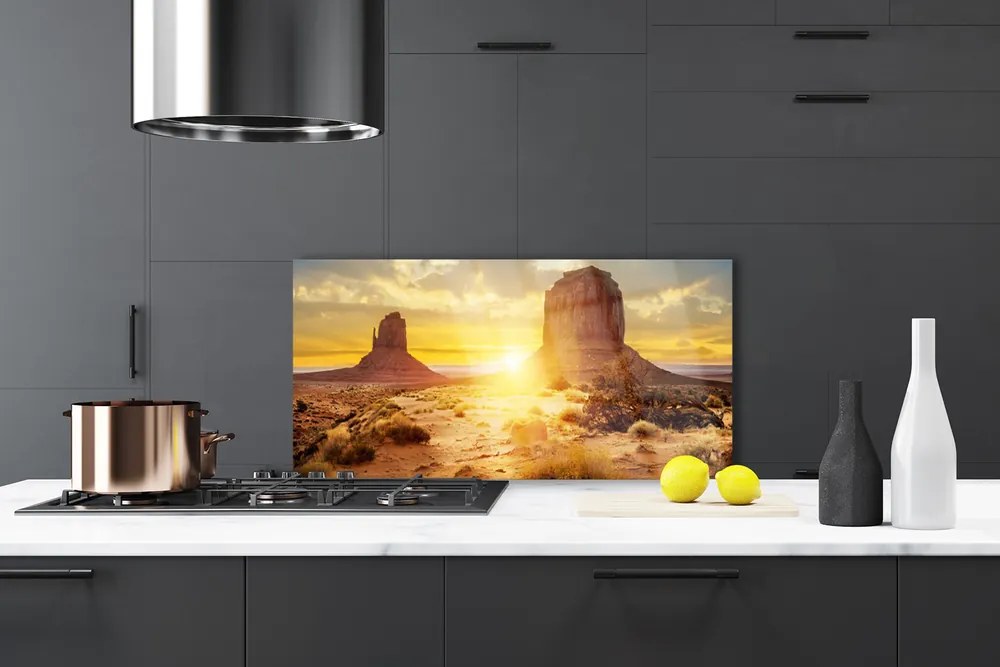 Szkło do Kuchni na Ścianę Pustynny Blask Słońca