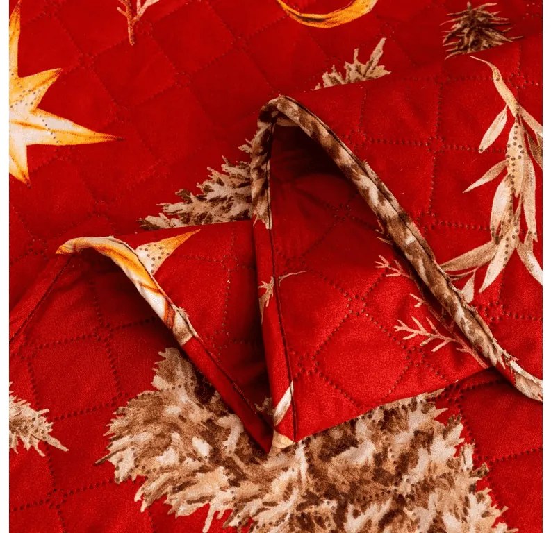 Narzuta na łóżko GOLD CHRISTMAS, czerwona Rozmiar: 170 x 210 cm