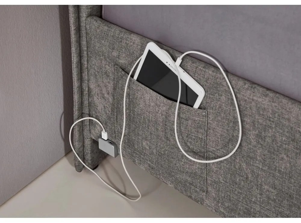 Szare tapicerowane łóżko dziecięce bez stelaża 90x200 cm Fun – Meise Möbel