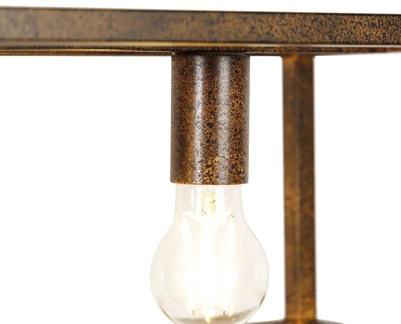 Industrialna lampa wisząca rdzawo-brązowa 4-światłowa - CagePrzemysłowy Oswietlenie wewnetrzne